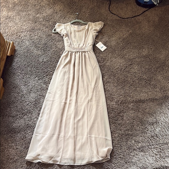 slim fit dress slacks Wedtrend Women Grey Blue V-Neck A-Line Chiffon High Low Junior Bridesmaid Dress, Grey Blue / J6 main image 1